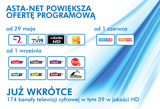 Nowe programy HD już w ofercie ASTA-NET - ASTA-NET