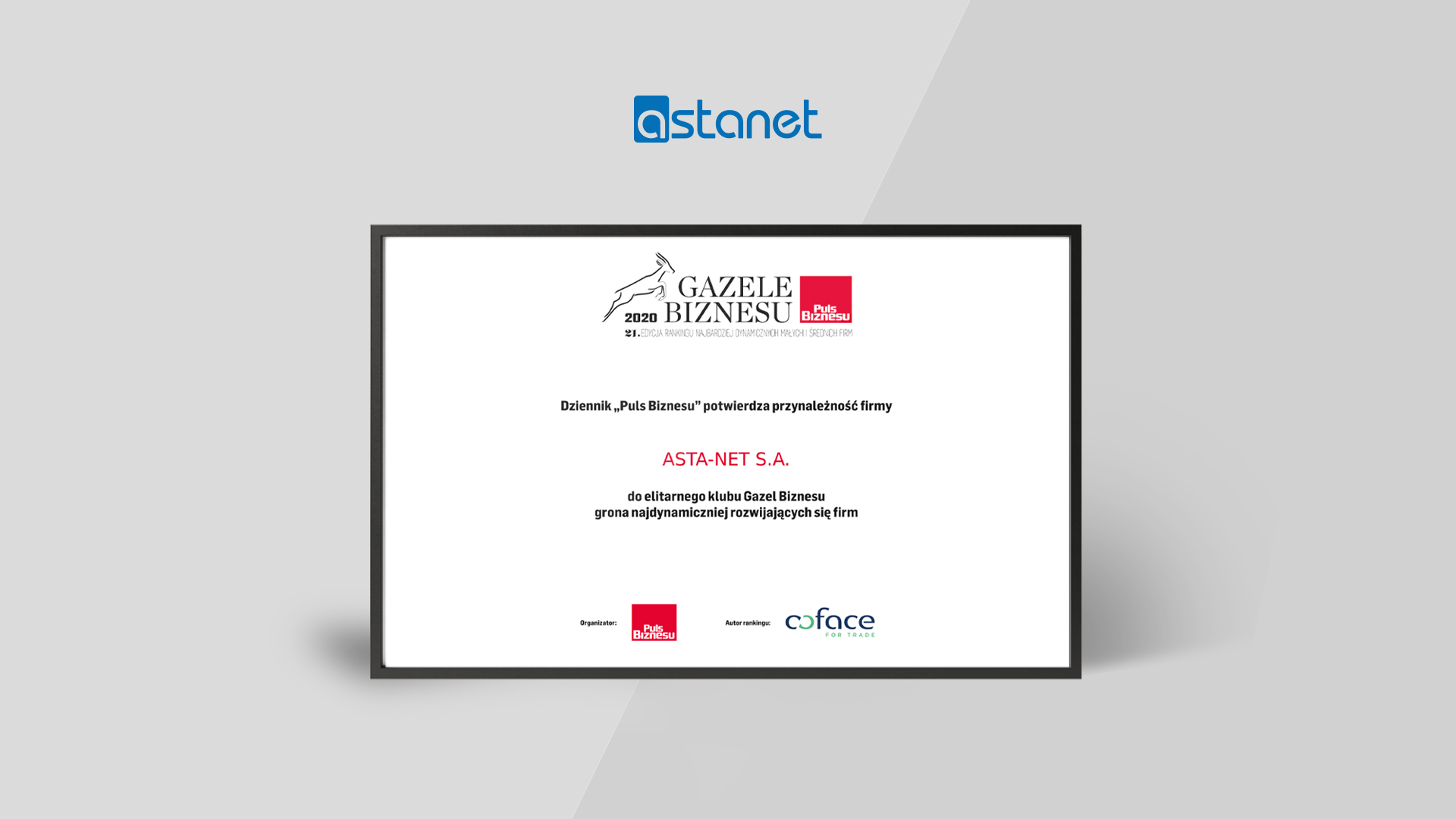 ASTA-NET S.A. wyróżniona w rankingu Gazeli Biznesu 2020 roku - ASTA-NET