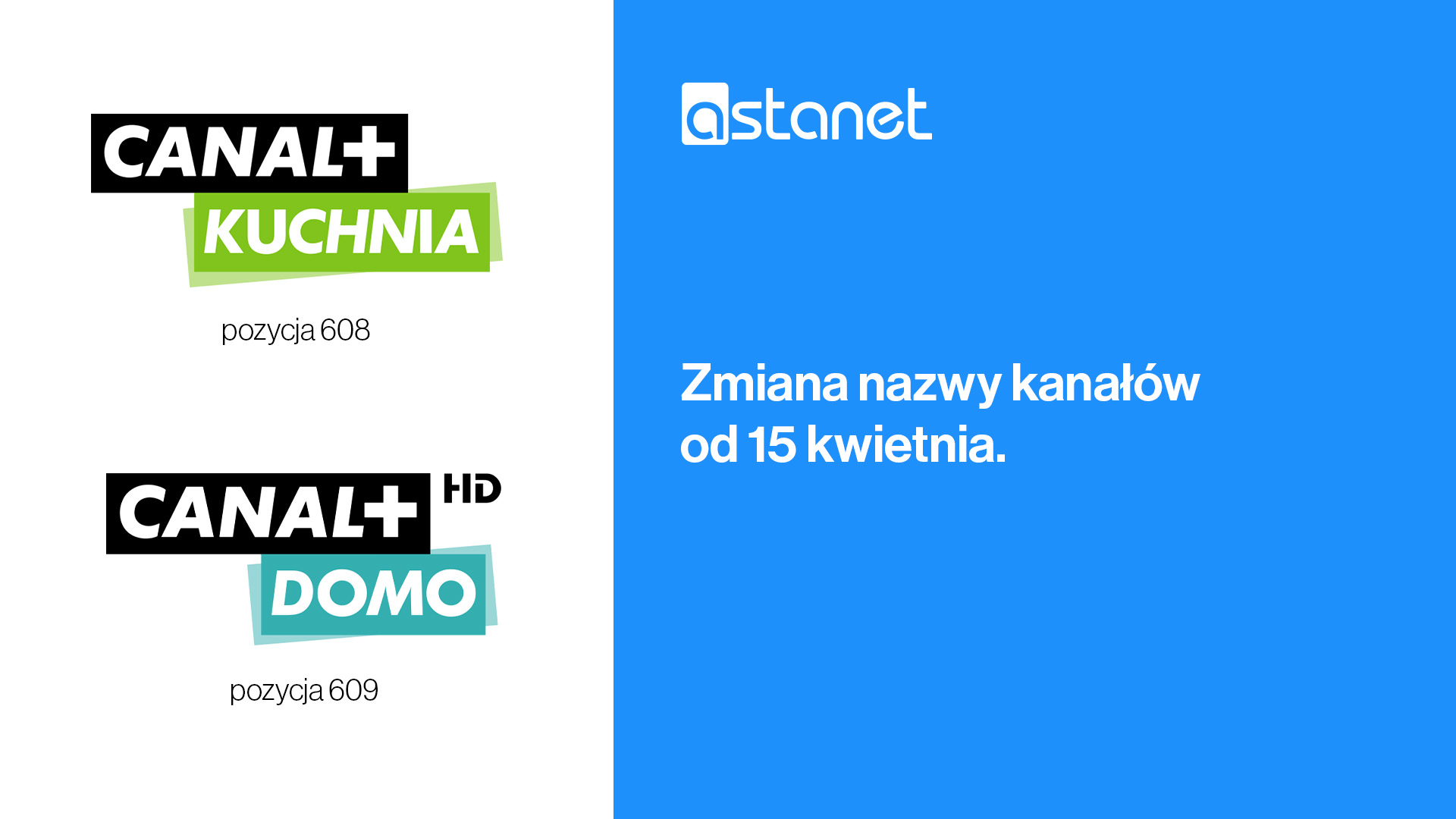 CANAL+ DOMO i CANAL+ KUCHNIA zastąpią DOMO+ i KUCHNIA+ - ASTA-NET