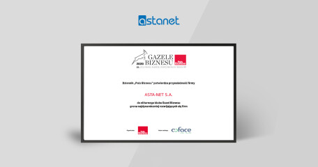 ASTA-NET S.A. wyróżniona w rankingu Gazeli Biznesu 2020 roku - ASTA-NET